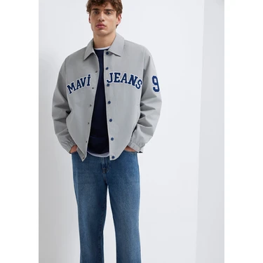 Mavi Mavi Jeans Logo Nakışlı Gri Ceket