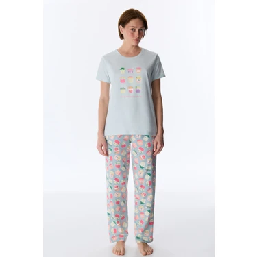 Penti Açık Mavi Sweet Breakfast Pamuklu Pantolon Pijama Takımı Kız Çocuk İçin Rahat