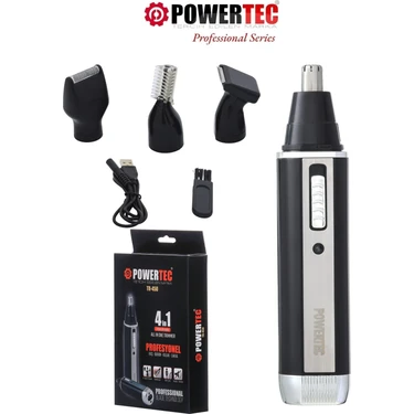 Powertec TR-450 Profesyonel 4'ü 1 Arada Şarjlı Sakal Kaş Burun Kulak Kıl Tüy Alma Erkek Bakım