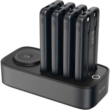 S-Link İp-Ds40 4 Adet 10000Mah Powerbank Li 15W Kablosuz Şarj Siyah Taşınabilir Şarj