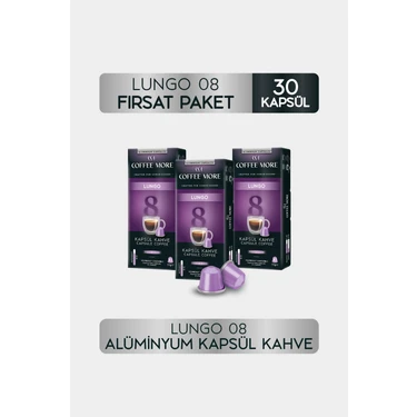 Coffee More 8 Lungo Kapsül Kahve 10 x 3 Paket ( 30 Adet ) Fiyatı