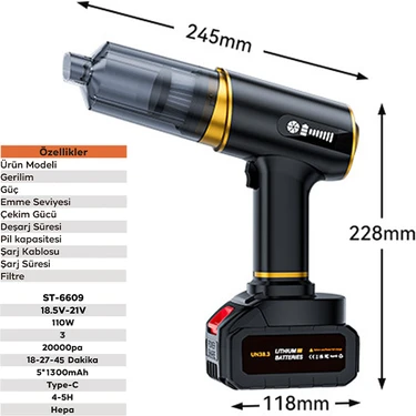 Ezere ST-6609C 20000PA Güçlü Dijital Göstergeli Vakumlu Fiyatı