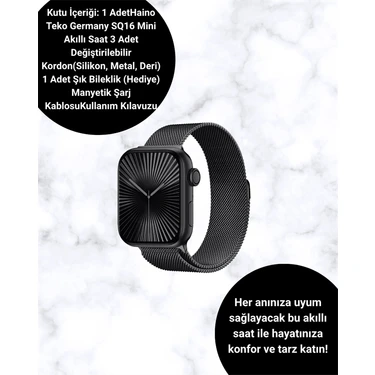 Kaia Life Sq-16 Mini Series 10 – Dokunmatik Akıllı Saat | Kalp Ritmi, Spo2, Uyku