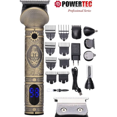 Powertec TR-1000 (14 Başlık) Erkek Bakım Kiti Saç Sakal Kaş Burun Sakal Vücut Tıraş