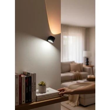 Hevolt Kablosuz Şarjlı LED Duvar Aplik 3 Renk Işıklı Çift LED 360 Dönen Yatak Odası Çalışma Odası