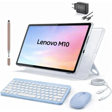 Lenovo Tab M10 4gb 128GB 10.1" Tablet+Kılıf+Klavye+Mouse+Şarj Başlığı (Kalem