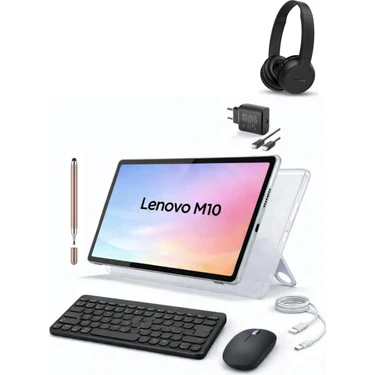 Lenovo Tab M10 4gb 128GB 10.1" Tablet+Kılıf+Klavye+Mouse+Şarj Başlığı+Kulaklık (Kalem