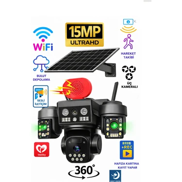 Linas Wifi  Solar Panelli    3 Kameralı Güvenlik