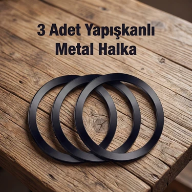 Fibaks Magsafe Uyumlu Yapışkanlı Metal Halka 3'lü Paket Tüm Telefonlar Kılıflar Için Güçlü Manyetik
