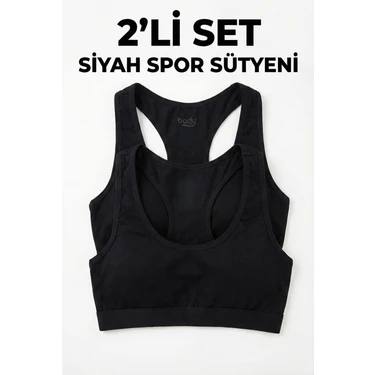 Underwear Bodyway 2'li Paket Pamuklu Pedli Sporcu Sütyeni & Bralet - Günlük Rahat Yüzücü Model