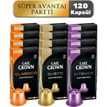 Cafe Crown 120'LI Kapsül Kahve Nespresso Uyumlu Mega Paket - 120 Al 60
