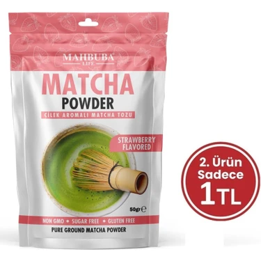 Mahbuba Life Çilek Aromalı Matcha Çayı Tozu