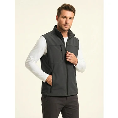 Genius Store Erkek Yelek Softshell Su Geçirmez Tam Fermuarlı Cepli Normal Kalıp Spor