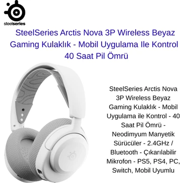 Steelseries Arctis Nova 3x Beyaz Kablosuz Kulak Üstü Oyuncu Kulaklığı + Oyuncu Mouse