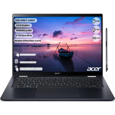 Acer NX.VTPEY.003 Travelmate Spin P6 I7-1165G7 16 GB 512 GB 14" IPS W11 Pro Dokunmatik Ekran 2in1