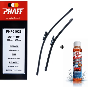 Phaff Fiat Fiorino (2007-2024) Ön Silecekleri (650MM + 480MM) ve Börfh 32 ML Konsantre Cam