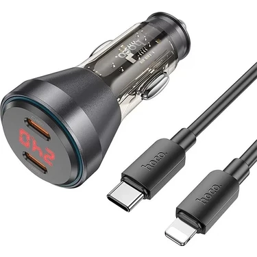 Store Mania Ieg™ Hoco NZ12C Graceful PD60W 2 Type-C Girişli Araç Çakmaklı Hızlı Şarj Aleti + Type-C
