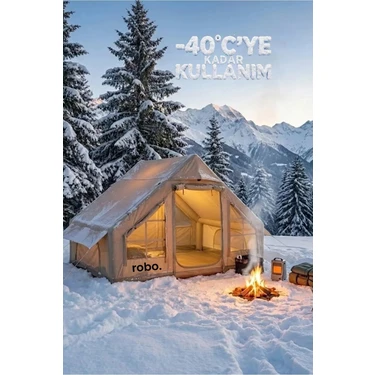 Robo 6 Kişilik 4 Mevsim Şişme Kamp Çadırı (Oxford 210T UPF>40 Kumaş, -40 °C'ye Kadar