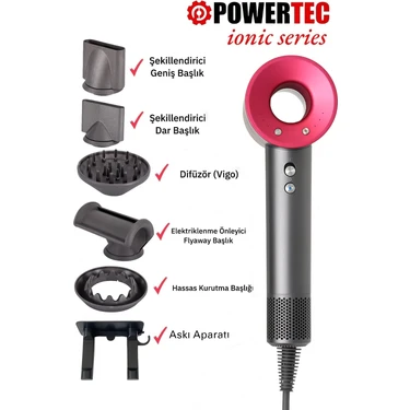 Powertec TR-3333 BLDC Motor 5 Fonksiyon Plazma Saç kurutma & Fön