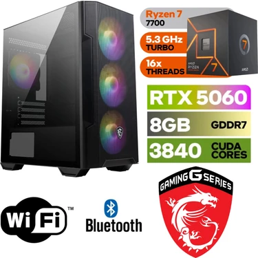 MSI Şafak-Gaming Pc Ddr5 |ryzen 7 7700 | Rtx 5060 8gb | 16 Fiyatı