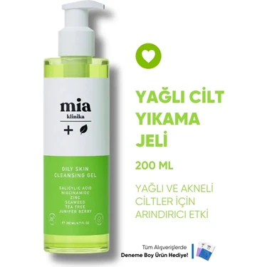 Mia Klinika Yağlı Ciltler İçin Arındırıcı Yüz Yıkama Jeli 200 ml Salisilik Asit