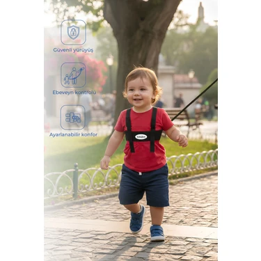 Babyjem Siyah Çocuk Yürüme Yardımcısı Güvenlik Kemeri Ayarlanabilir Konfor ve Güvenli