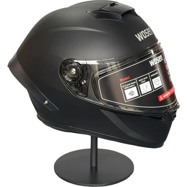 Wosen WS-602 Güneş Gözlüklü Full Face Kask (Şeffaf Vizörlü) Matt Black
