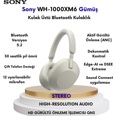 Sony WH-1000XM5  Kablosuz Gürültü Engelleme Özellikli