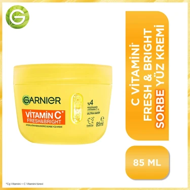 Garnier C Vitamini Fresh & Bright Aydınlatıcı Nemlendirici Sorbe Yüz Kremi 85 Ml, Vegan & Cruelty