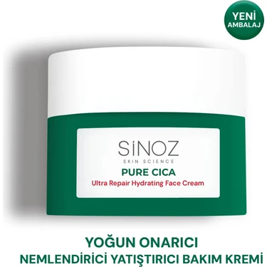 Sinoz Pure Cica Yoğun Onarıcı Yatıştırıcı Nemlendirici Bakım Kremi Tahriş Olmuş Hasarlı Ciltler