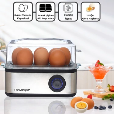 Rowenger 08-Egg 8'li Yumurta Pişirme Makinesı Yumurta Haşlama Makinesı Otomatik