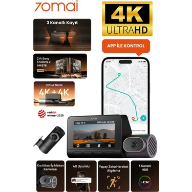 70MAI T800-41 Ön Kamera +Iç Kamera + RC41 Arka