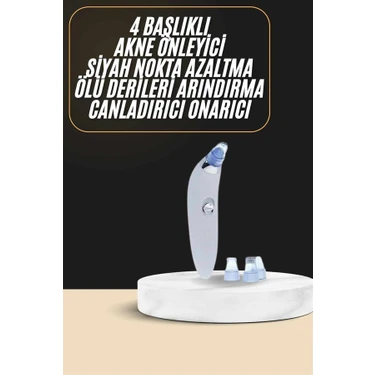 Epilons Siyah Nokta Temizleme Cihazı 4 Başlıklı Vakumlu Pilli Ölü Deri