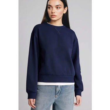 DeFacto Relax Fit Basic Düz Sweatshirt