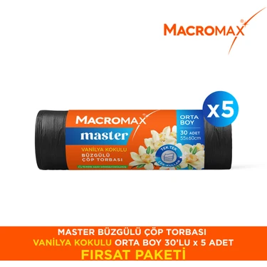 Macromax Master Büzgülü Vanilya Kokulu Çöp Torbası Orta Boy 30’lu