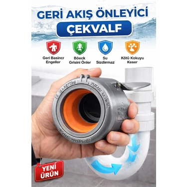 DESIPHON Lavabo Koku Giderici Çekvalfli Gider Adaptörü Ø50 Conta Evye Koku ve Böcek Önleyici