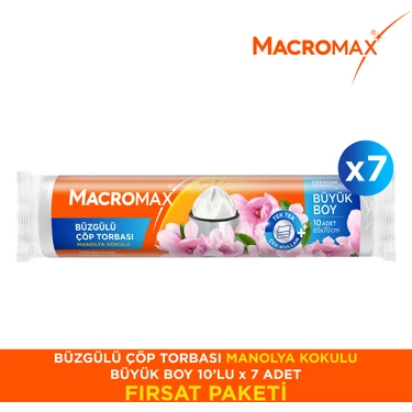Macromax Büzgülü Çöp Torbası Büyük Boy Manolya Kokulu 10’lu