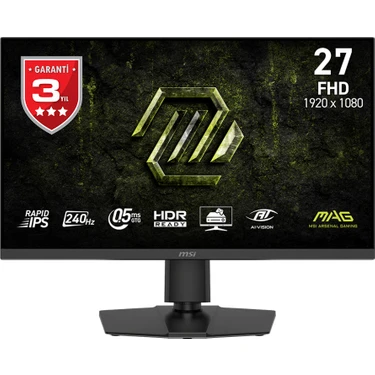 MSI Msı 27 Mag 272PF X24 1920X1080 (Fhd) 16:9 Flat Rapıd IPS 240Hz 0.5ms (Gtg) Adaptıve-Sync Pıvot