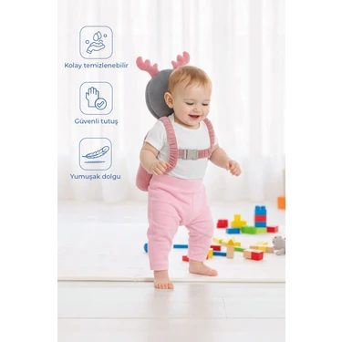 Babyjem Bebek Melek Kanadı Kafa Bel Koruma Yastığı Pembe