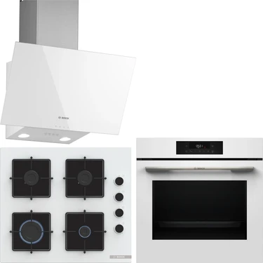 Bosch Beyaz 3 Lü Ankastre Set 491 ( HJG852YW0T - POP6C2P31O - DWK63PJ20T ) - 3D Fry Hava ile