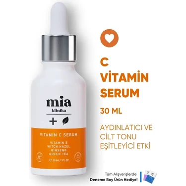 Mia Klinika C Vitamini Serumu 30 ml Aydınlatıcı Etkili Tüm Cilt Tipleri İçin