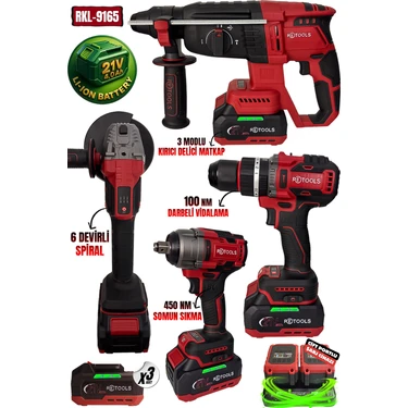 Retools Profesyonel Bordo Yeni Seri 4'lü Set (100 Nm Vidalama ve 6 Devirli