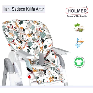 Holmer Su Yeşili Leke Tutmaz Mama Sandalyesi Minderi & Kılıfı Max-M Organik