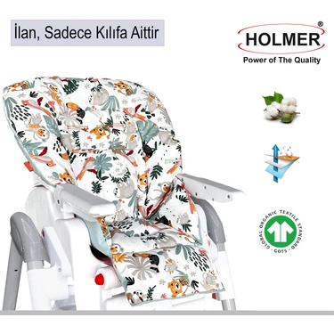 Holmer Organik Leke Tutmaz Mama Sandalyesi Minderi & Kılıfı Su Yeşili 0-4 Yaş İçin Rahat