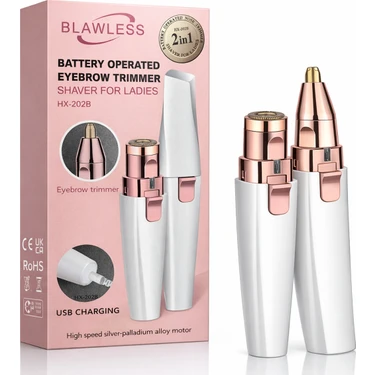 CoverZone  BLAWLESS HX-202B | 2in1 Arada Şarjlı Kaş ve Yüz Tüyü Alma Cihazı USB Şarjlı Kadın Mini