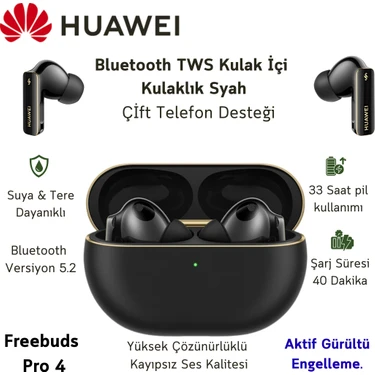 Huawei Freebuds Pro 4 Anc Tws Siyah Kulak Içi Bluetooth Kulaklık  +  Valkyrie Şarj Edilebilir Ağız