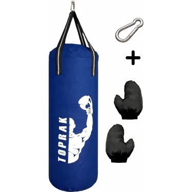 Toprak Sport Çocuk Boks Torbası İçin 60x22 Cm  Karabina Hediyeli Içi Dolu Eldiven hediyeli Toprak