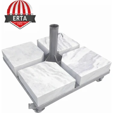 Erta 60 cm x 60 cm Mermerli Şemsiye Ayağı Altlığı Tekerlekli Stoplu Tüm Şemsiyelere