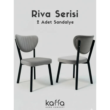 Kaffahome Riva , Modern Mutfak Sandalyesi, Yemek Odası Sandalyesi, Bahçe, Kafe - 2 Adet Gri