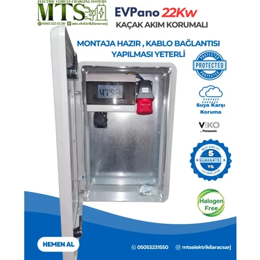 MTSevcharger 22 Kw 5/32 Vıko Pano 60 40 20 cm İP66 Seyyar Taşınabilir Elektrikli Araç Şarj Cihazı